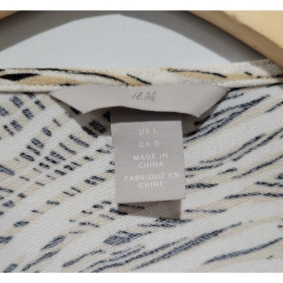 H&M Women’s Cream Animal Print Wrap Blouse – Large, Polyester Blend, Gently Used - Picture 6 of 9